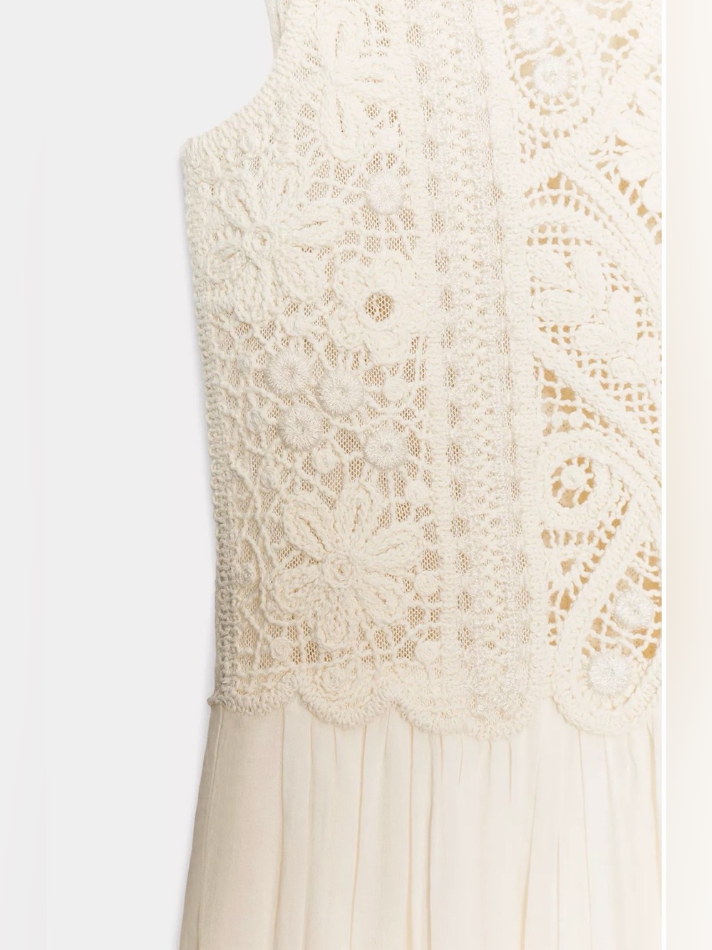Zara ZW Collection Embroidered Lace Midi Dress Ecru Size M NWT - Picture 15 of 16